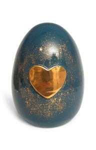 Handgefertigte Keramikurne 'Goldene Herz'