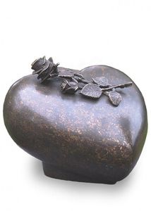 Bronzeurne „Herz mit Rose“ für außen