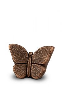 Kunst Mini-Urne aus Keramik Schmetterling bronzefarbig