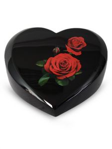Herzurne mit rote Rosen aus Glasfaser