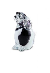 Kleinurne aus Kristallglas 'Hund' schwarz / weiβ