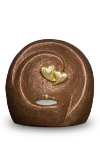 Kleinurne „Ewige Verbundenheit“ mit Kerzenhalter aus Keramik, für zwei Erwachsene