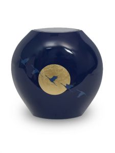 Glasfaserurne 'Zéphyre' blau mit Blattgold