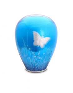 Kristallglasurne mit Schmetterling Himmelblau