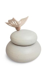 Handgefertigte Keramikurne 'Schmetterling' Natürlich