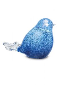 Kleinurne aus Kristallglas 'Vogel' blau / weiß