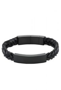 Aschehalter Lederarmband schwarz geflochtenes Leder