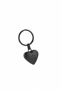 Asche-Schlüsselanhänger aus Edelstahl 'Herz' mit Pfotenabdruck schwarz
