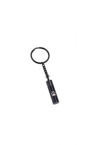 Asche-Schlüsselanhänger aus Edelstahl 'Zylinder' mit Pfotenabdruck schwarz