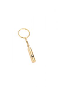 Asche-Schlüsselanhänger aus Edelstahl 'Zylinder' mit Pfotenabdruck vergoldet