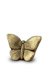 Kunst Mini-Urne aus Keramik Schmetterling goldfarbig