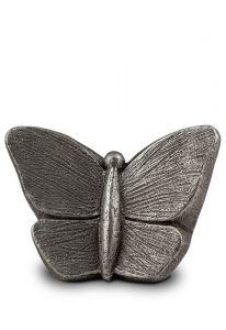 Kunst-Kleinurne aus Keramik Schmetterling silbergrau
