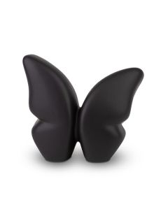 Kleine handgefertigte Schmetterlingsurne aus Keramik, schwarz