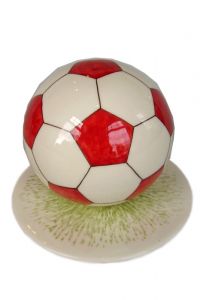 Handbemalte Keramikurne 'Fußball' rot